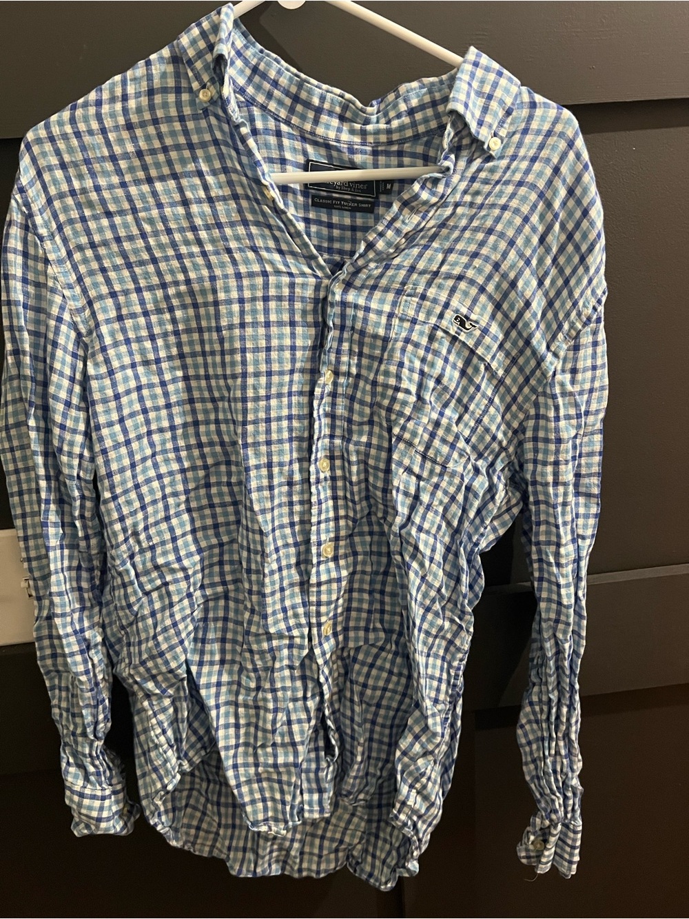 Vineyard Vines Blue and White Plaid Button-Down Shirt